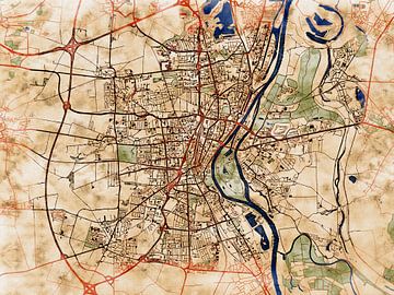 Kaart van Magdeburg in de stijl 'Serene Summer' van Maporia