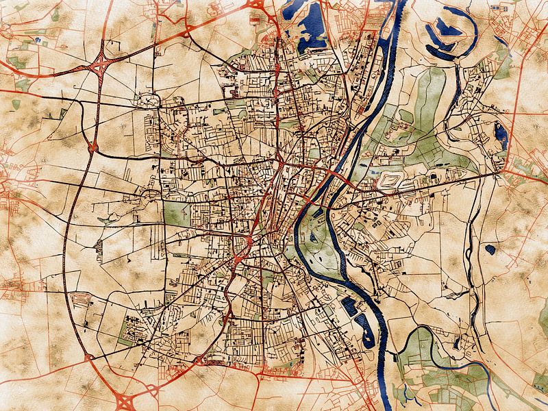 Map of Magdeburg with the style 'Serene Summer' by Maporia
