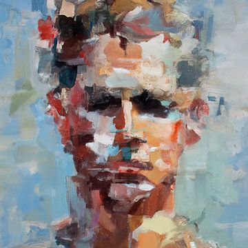 Abstract portret in pastelkleuren van Carla Van Iersel