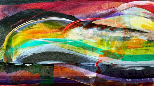 Playful dolphins hidden in abstract waves. by Tymn Lintell