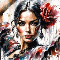 Watercolor Flamenco Dancer #2