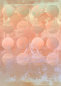 Pastellfarbene Traumlandschaft in Rosa und Terra. Moderne abstrakte geometrische Kunst von Dina Dankers