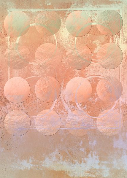 Pastel Dreamscape in Roze en Terra. Moderne abstracte geometrische kunst van Dina Dankers