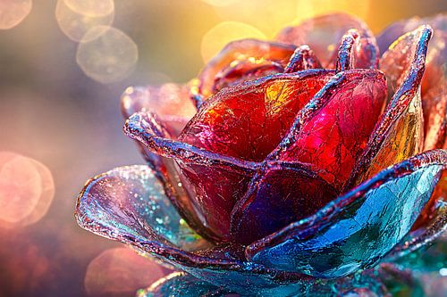 Kristallen roos in felle kleuren