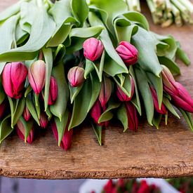 Tulpen op de markttafel van Blond Beeld