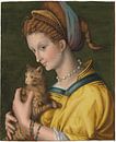 Porträt einer jungen Dame, die eine Katze hält, Bachiacca von Bridgeman Masters Miniaturansicht