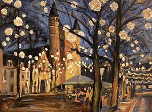 Festliche Lichter im Dezember auf dem Platz der Muttergottes in Maastricht