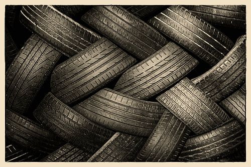 Artwork von abgenutzten Autoreifen