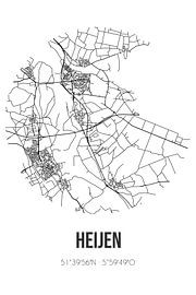 Heijen (Limburg) | Karte | Schwarz und weiß von Ortsdrucke