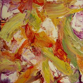 Abstract oil painting, red, orange, yellow, green, purple and white by BowiScapes abstract and digital art