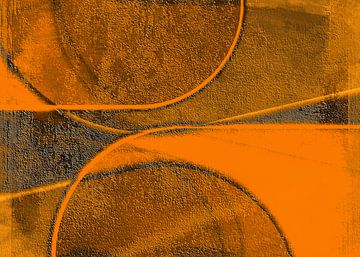 Lichtgevende Bauhaus-vormen uit het midden van de eeuw Oranje aardekleuren van FRESH Fine Art