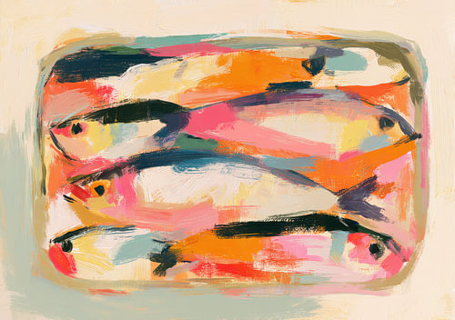 Abstract, colourful fish in vibrant colours