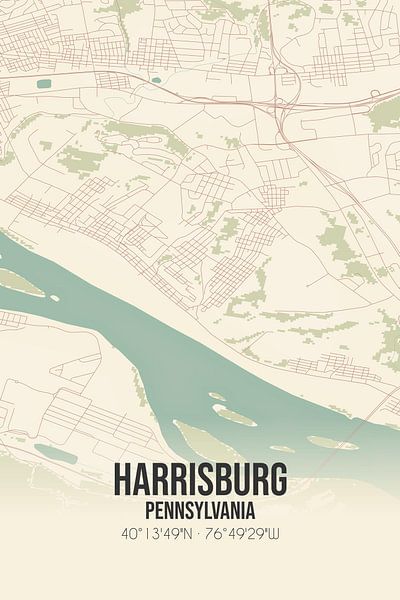 Vintage map of Harrisburg (Pennsylvania), USA. by Prints of Place