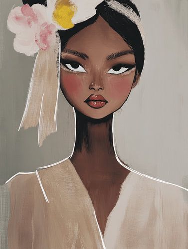 Modern portret in zachte kleurtinten, illustratie