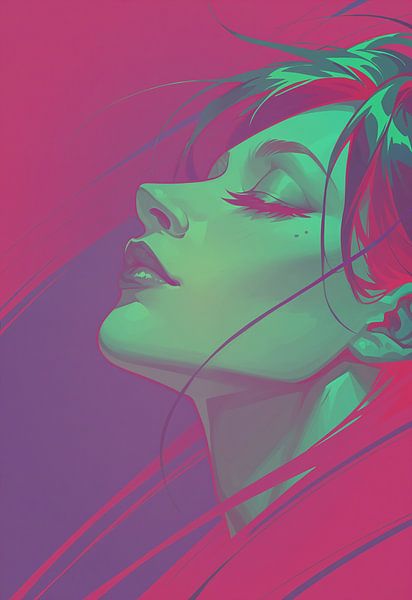 Affiche néon d'anime par Hilde Remerie Photographie et art numérique