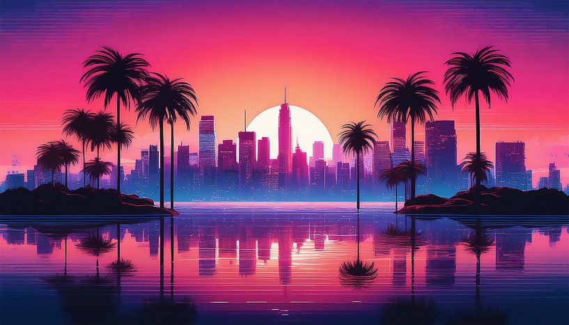 Sunset with palm trees by Mustafa Kurnaz