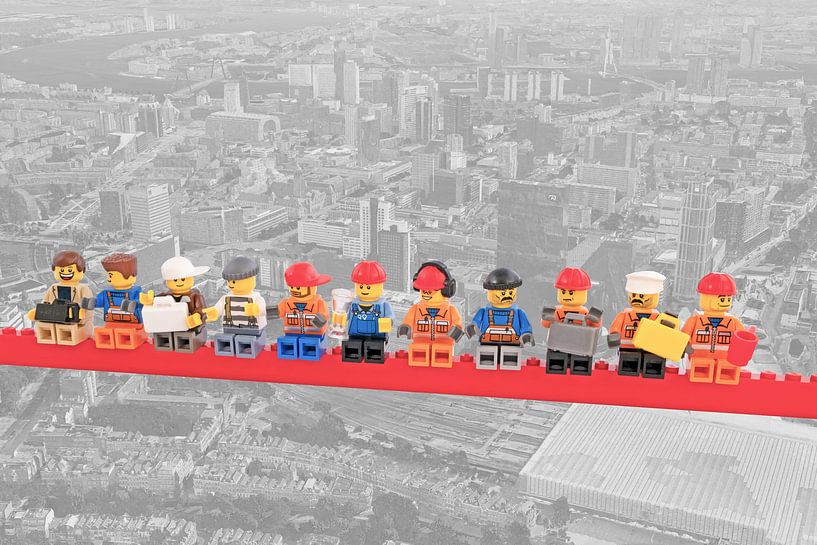 Lunch atop a skyscraper Lego edition - Rotterdam van Marco van den Arend