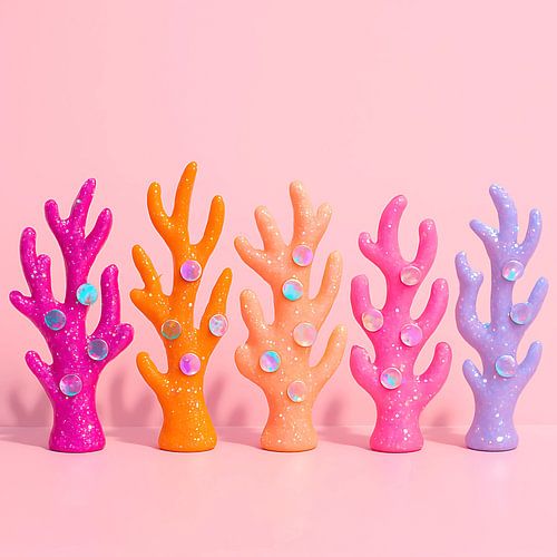 Candy Coral Totems mit holografischen Perlen