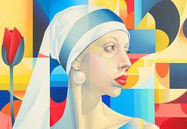 Girl with pearl and tulip by Marlon Paul Bruin