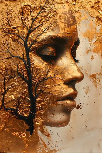 Gold Painting | Painting Woman Face | Painting Black Gold | Tree Painting