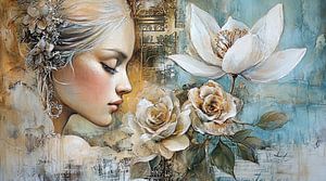 Femme élégante avec des fleurs