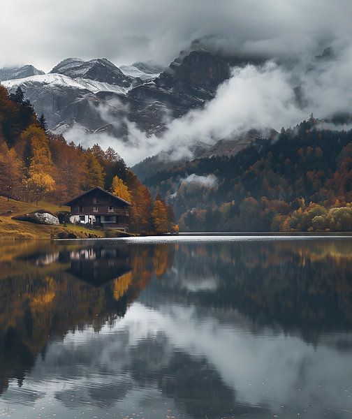 Bergtoppen in vurig licht van fernlichtsicht