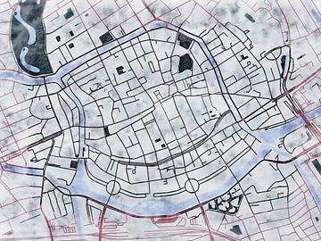 Kaart van Groningen centrum in de stijl 'White Winter' van Maporia