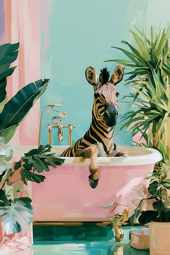 Zebra Bathtub Bathroom | Tropical