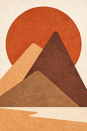 Minimalist Desert Mountain Wall Art – Modern Terracotta Landscape Print by MARTINA KUSUMA DEWI