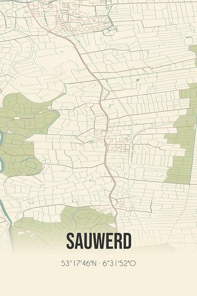 Vintage map of Sauwerd (Groningen) by Prints of Place