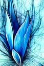 Blue I - flower and leaf - alcohol ink digital by Lily van Riemsdijk - Art Prints with Color thumbnail