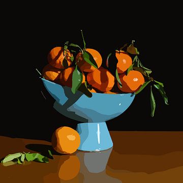 Stilleven met mandarijnen in een fruitschaal op een tafel van The Art Kroep