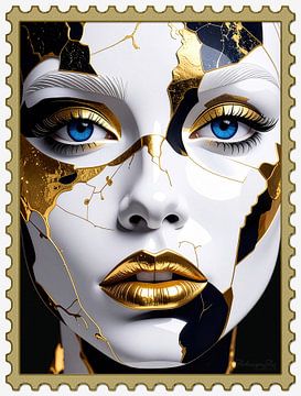 Fragmented portrait in gold and marble B
