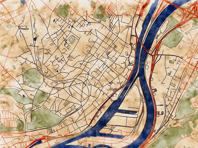 Kaart van Herstal in de stijl 'Serene Summer' van Maporia
