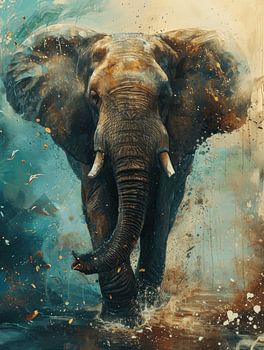 Elefant in der Aquarell-Oase