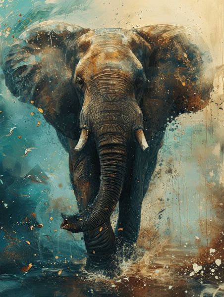 Elephant in the Watercolour Oasis by Eva Lee