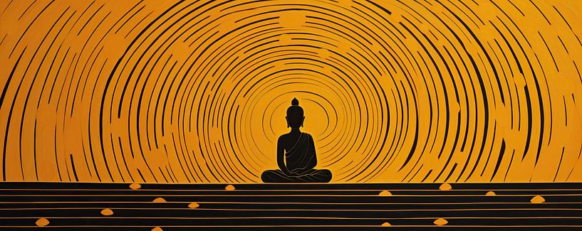 Orange Zen | Buddha Kunstwerk von ARTEO Gemälde