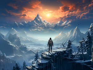 Mann Wanderer in den Bergen