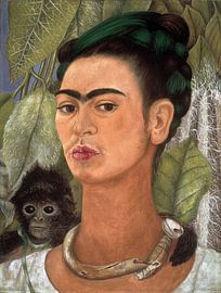 Frida, Zelfportret met aap, 1938 van Atelier Liesjes
