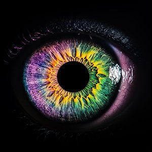 Colourful iris eye pink-green