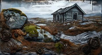 Scandinavisch berglandschap met hut van Nick Wendt