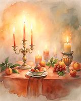 Candlelit Still Life with Fruit