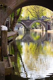 View of the Hamburgerbrug from the construction site near the Gaardbrug in Utrecht on the Oudegracht (standing) by André Blom Fotografie Utrecht
