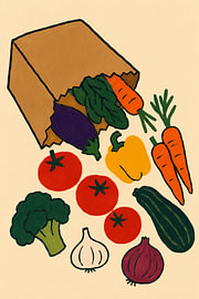 Légumes du sac en papier
