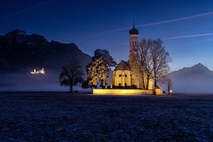 St Coloman, itself illumnated with Neuschwanstein Castle