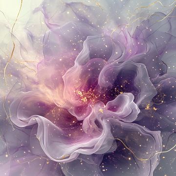 Abstracte licht paarse bloem vierkant magisch kunstwerk van Digitale Schilderijen