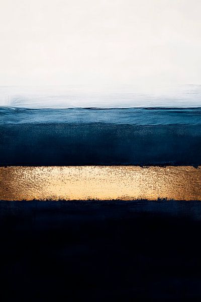 Abstract landschap met gouden lijn van Poster Art Shop