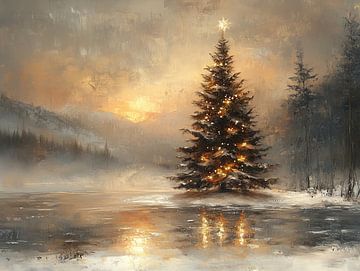 sapin de noël | sapin de noël lumineux sur Peinture Abstraite