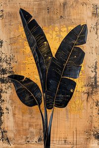 Botanische Silhouette auf Beige mit Gold