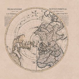 Historische Landkarte Der Nördlichen Hemisphäre Und Nordpol von Andrea Haase